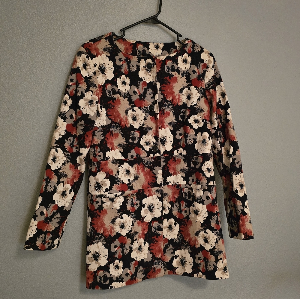 Red and Black Floral Coat